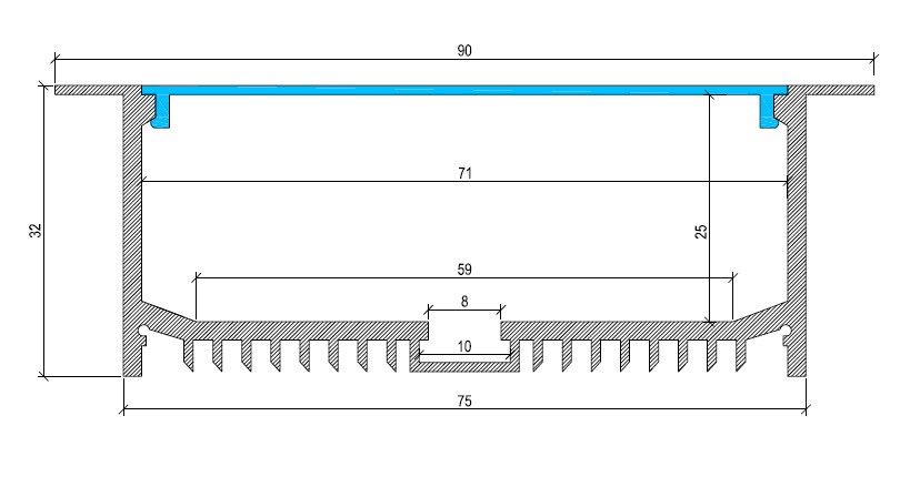 Wide Box Aluminium LED Profile Recessed Type2