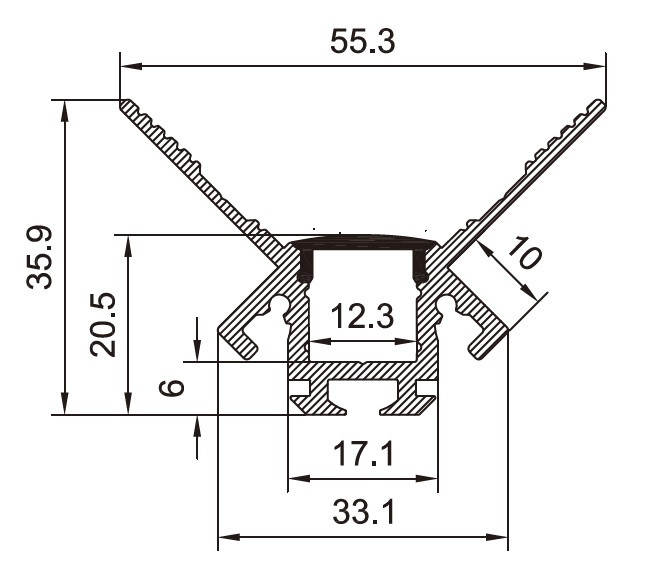 Plaster In Internal Corner Aluminium LED Profile 100cm Reduced