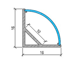PA-04 Type 1 corner LED aluminium profile cross section with 45 degree angle design for corner mounting