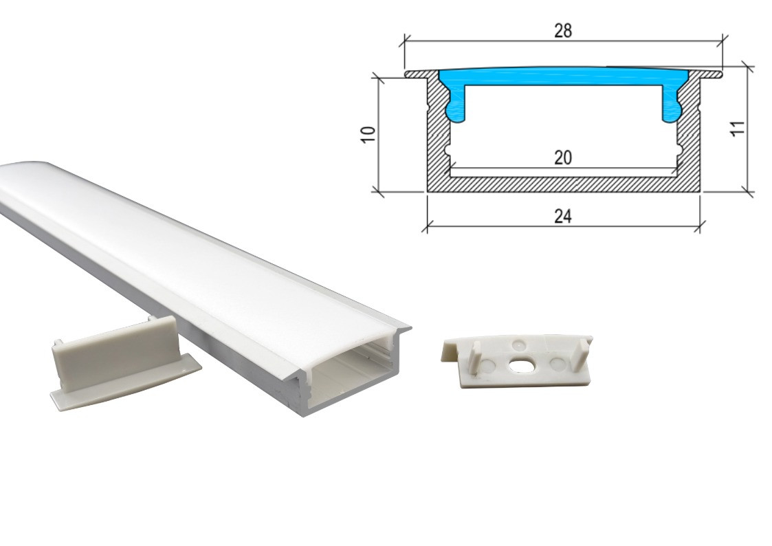 Wide Aluminium LED Profile Recessed