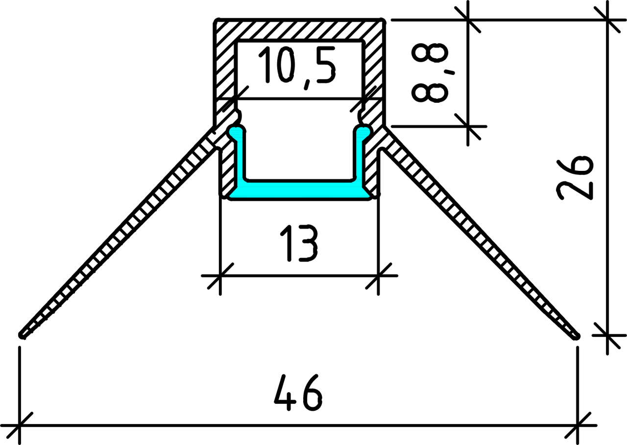 Plaster Internal Corner Aluminium LED Profile